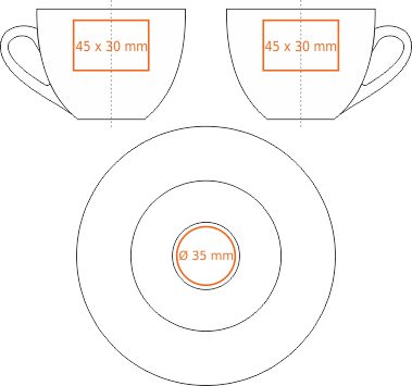 Tasse mit Untertasse Maxim Diana mit Logo oder Schriftzug